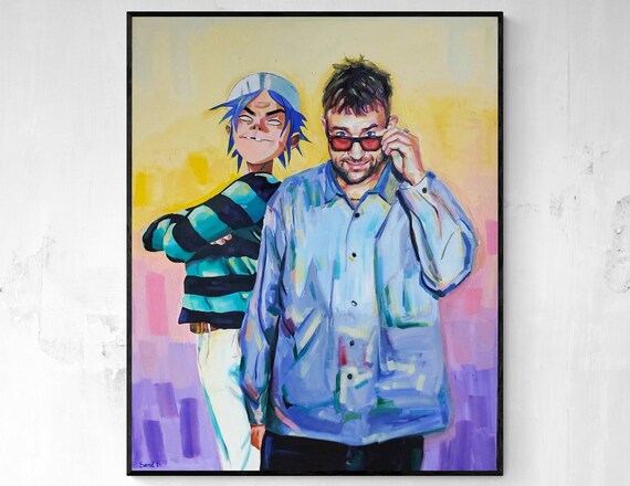 Original Gorillaz Art Oilpainting on Canvas, Fan Art Damon Albarn