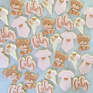 Pink Bear Baby Shower Cookies | We Can Bearly Wait Cookies