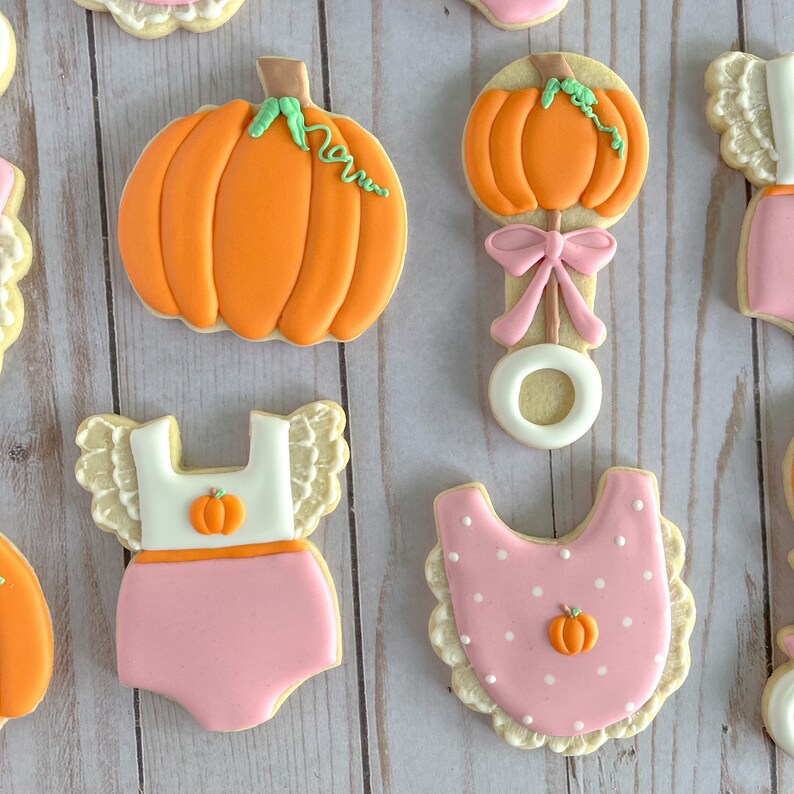 Pumpkin Baby Shower Cookies A Little Pumpkin is on the Way Etsy