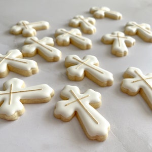 24 MINI Cross Cookies | Baptism Cookies | First Communion Cookies | Individually Wrapped Christening Cookies
