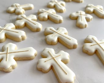 24 minigalletas con forma de cruz / Galletas de bautizo / Galletas de primera comunión / Galletas de bautismo envueltas individualmente