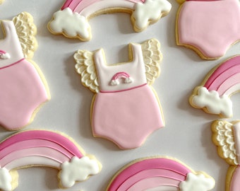 Pink Rainbow Baby Shower Cookies