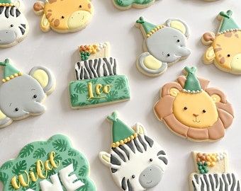 Galletas de cumpleaños de Safari / Galletas Salvaje Uno / Dos Salvajes / Salvaje y Tres