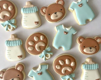 24 MINI We Can Bearly Wait Cookies | Individually Wrapped Bear Baby Shower Cookies