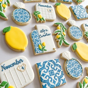 Lemon Themed Engagement Party Cookies | Individually Wrapped Positano Party Cookies