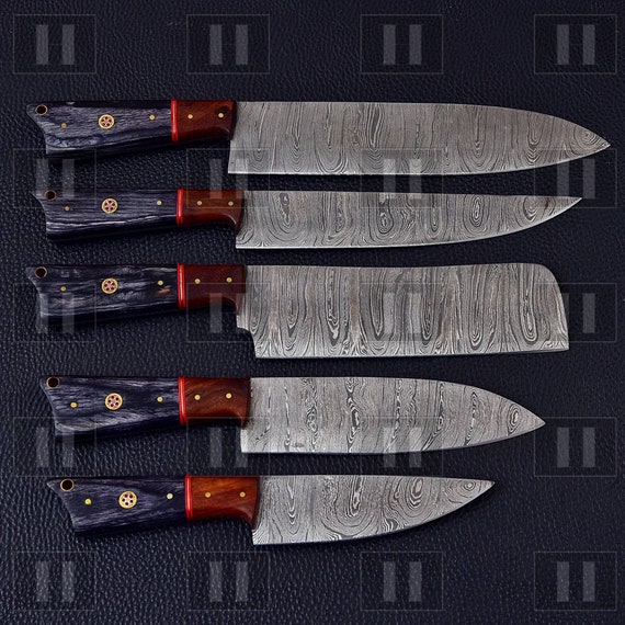 Best Damascus Steel Kitchen Knife With Leather Cover, Hand Forged Knife