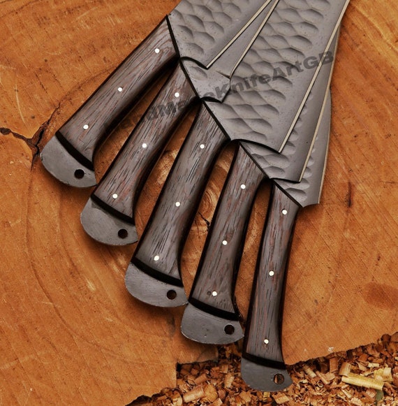 5 BBQ Knife Kitchen Knives Hand Forged Carbon Steel Black Chef's Knife Set