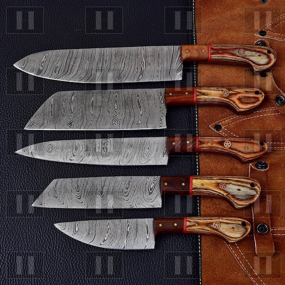 CUSTOM HANDMADE FORGED DAMASCUS STEEL STEAK KNIFE SET CHEF KITCHEN KNIVES  2719