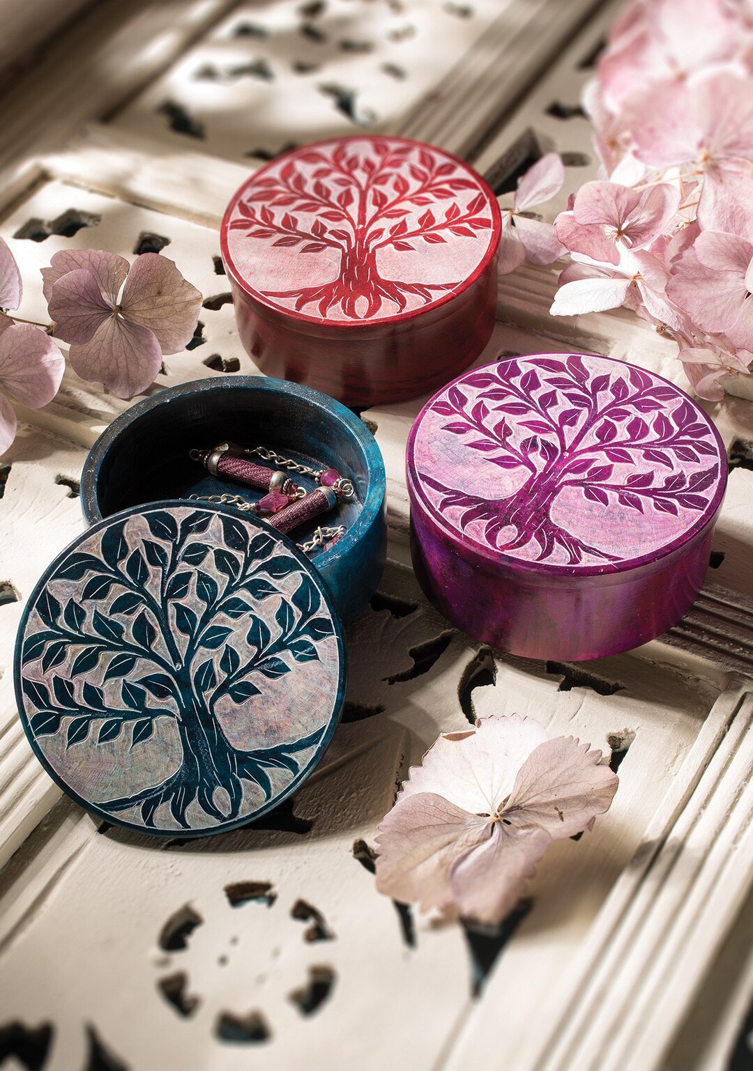 Tree of Life Hand Carved Soapstone Box Etsy