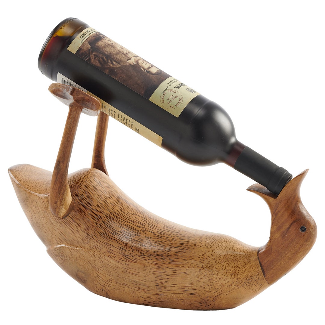 Bamboo Root and Teak Drunken Duck Wine Bottle Holder Etsy Australia