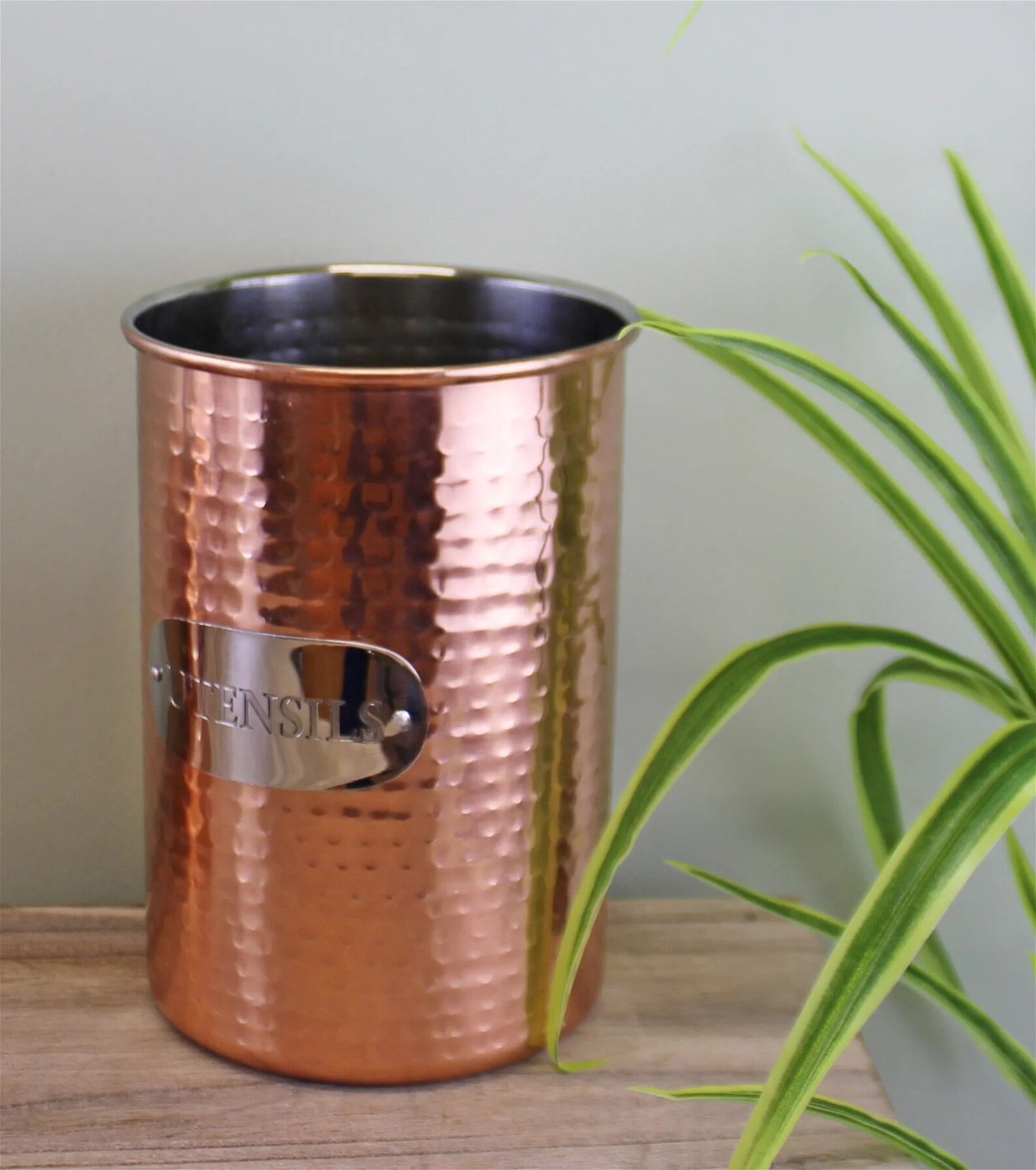 Hammered Copper Utensil Holder for Kitchen Etsy