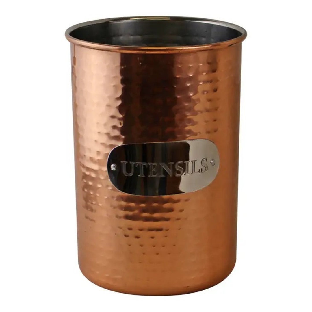 Hammered Copper Utensil Holder for Kitchen Etsy