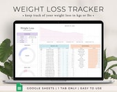 Weight Loss Tracker Spreadsheet for Google Sheets, Weight Loss Planner, Daily Weekly Weigh-in Chart, Body Measurement Log, Weight Journal