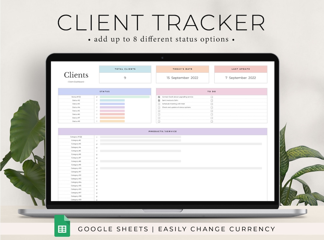 Client Tracker Spreadsheet, Client Management Google Sheets, Small ...