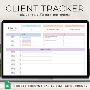 Client Tracker Spreadsheet, Client Management Google Sheets, Small Business Spreadsheet, Business Tracker, Customer List, Client Planner