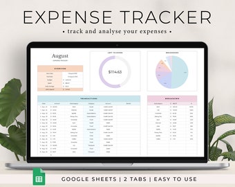 Foglio di calcolo per il monitoraggio delle spese per Fogli Google, modello di monitoraggio delle spese, pianificazione finanziaria personale, monitoraggio delle spese, foglio di calcolo del budget