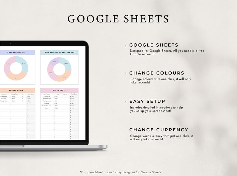 Pricing Calculator Spreadsheet Price Handmade Products Google Etsy