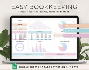 Small Business Bookkeeping Spreadsheet Google Sheets, Bookkeeping Template, Business Expense Tracker, Accounting Template, Income Tracker