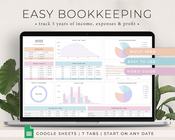 Bookkeeping Spreadsheet: Income & Expense Tracker for Google Sheets (Digital Download)