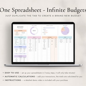 Budgetplanner voor Google Spreadsheets, maandelijkse budgetspreadsheet, salarisbudgettracker, wekelijkse budgetsjabloon, tweewekelijkse begroting, budgettering afbeelding 7