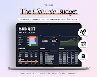 Google Sheets Budget Spreadsheet with Bill Calendar, Debt & Savings Tracker, 50 30 20 Dashboard