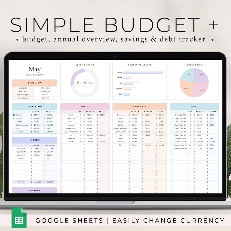 Budget Spreadsheet Etsy