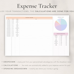 Pianificatore di budget per Fogli Google, Foglio di calcolo del budget mensile, Monitoraggio del budget dello stipendio, Modello di budget settimanale, Budget bisettimanale, Budget immagine 4