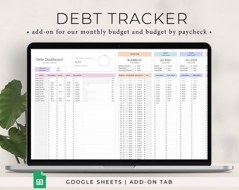 ADD-ON: Debt snowball/avalanche add-on for our monthly budget and budget by paycheck. Includes 1 tab only.