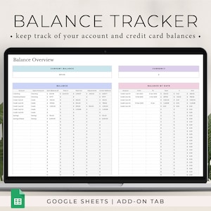 ADD-ON: Balance tracker add-on for our monthly budget, annual budget and budget by paycheck. 1 tab only.