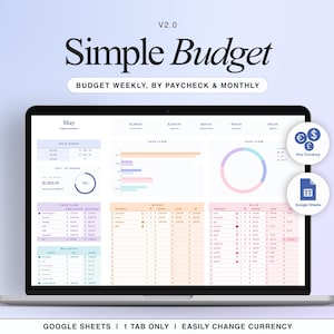 Simple Budget Planner: Weekly/Monthly Google Sheets (Digital Download)