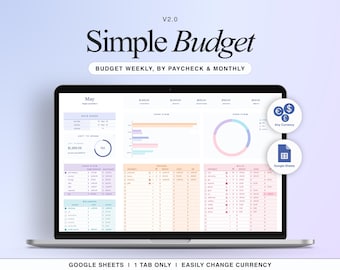 Simple Budget Planner: Weekly/Monthly Google Sheets (Digital Download)