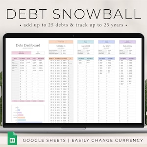 Debt Snowball Spreadsheet, Debt Payoff Tracker, Debt Snowball Calculator, Debt Payoff Spreadsheet, Debt Free Planner Google Sheets Tracker