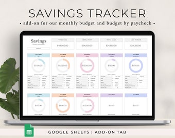 ADD-ON: Sinking funds/savings dashboard add-on for our monthly budget and budget by paycheck. Includes 1 tab only.