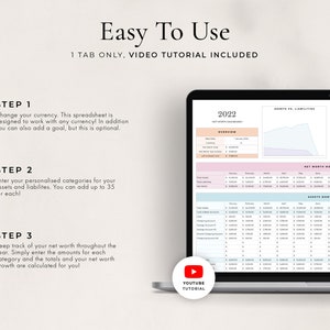 Net Worth Tracker Spreadsheet for Google Sheets, Net Worth Calculator Dashboard, Assets & Liabilities Template, Personal Finance Planner imagem 2