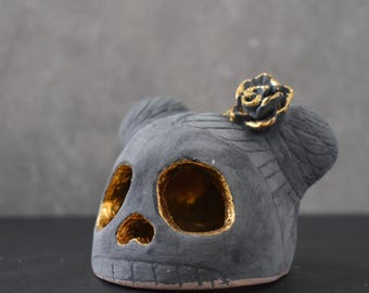 Suikerschedel met bloem