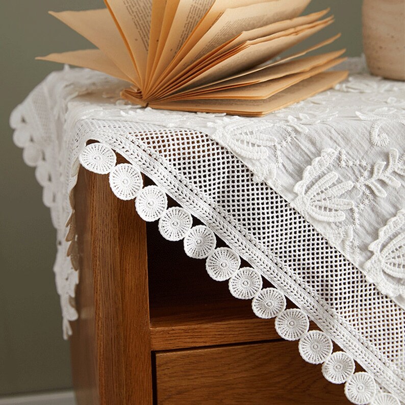 Farmhouse Square White Lace Dust Cover Bedside Table Dust Etsy