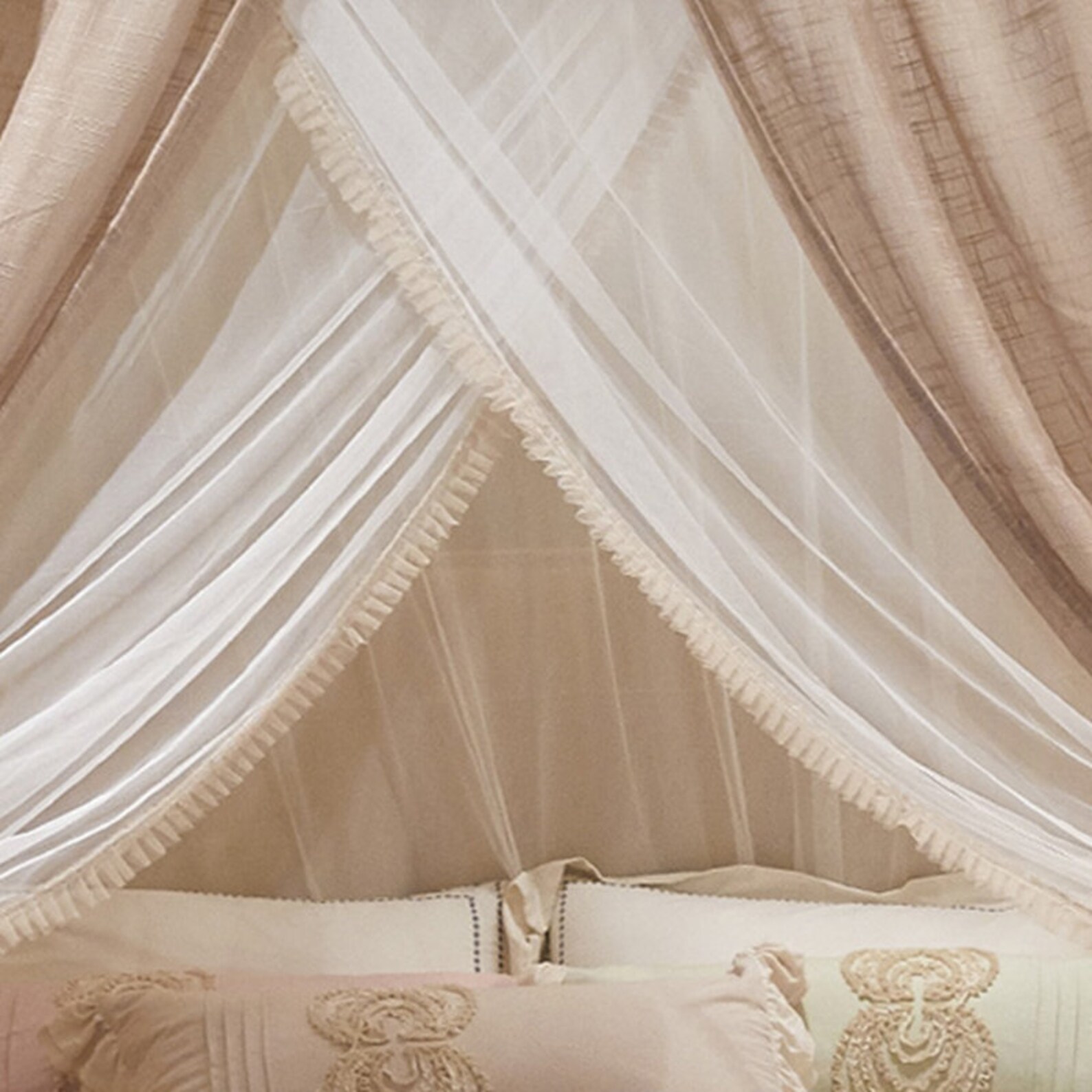 French Style Double Layer Bed Canopy Rod Pocket Linen Etsy