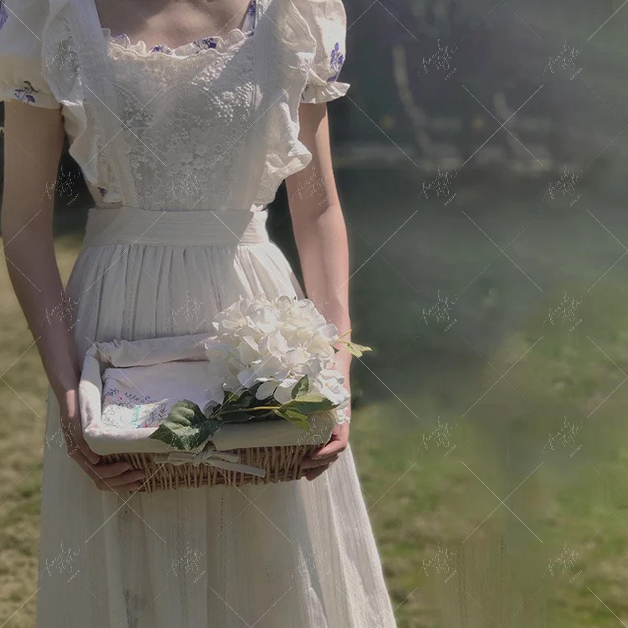 Victorian Style Apron With Lace Details | White Cotton
