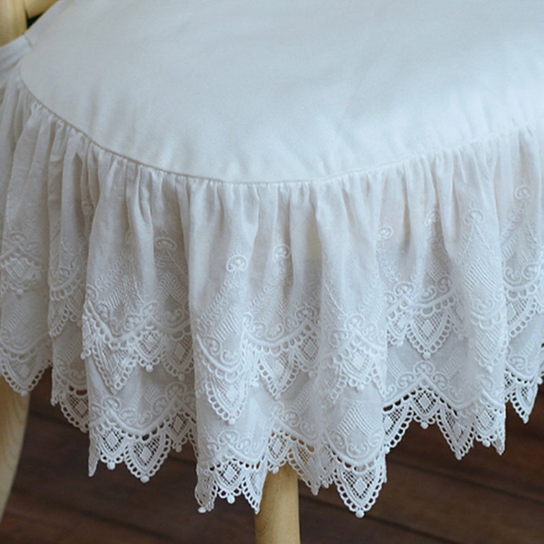 Vintage Comfortable Lace Chair Pads With Ties White Cotton Etsy