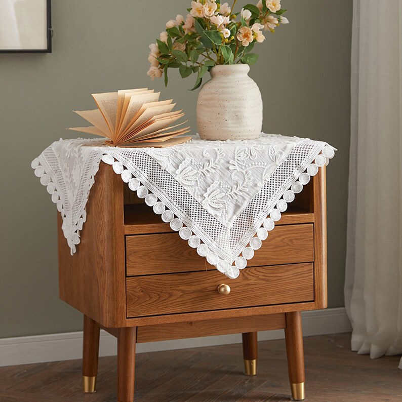 Farmhouse Square White Lace Dust Cover Bedside Table Dust Etsy