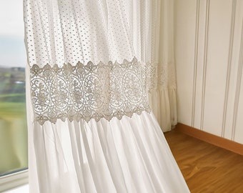 French Lace Sheer Curtain: Elegant White Window Drape