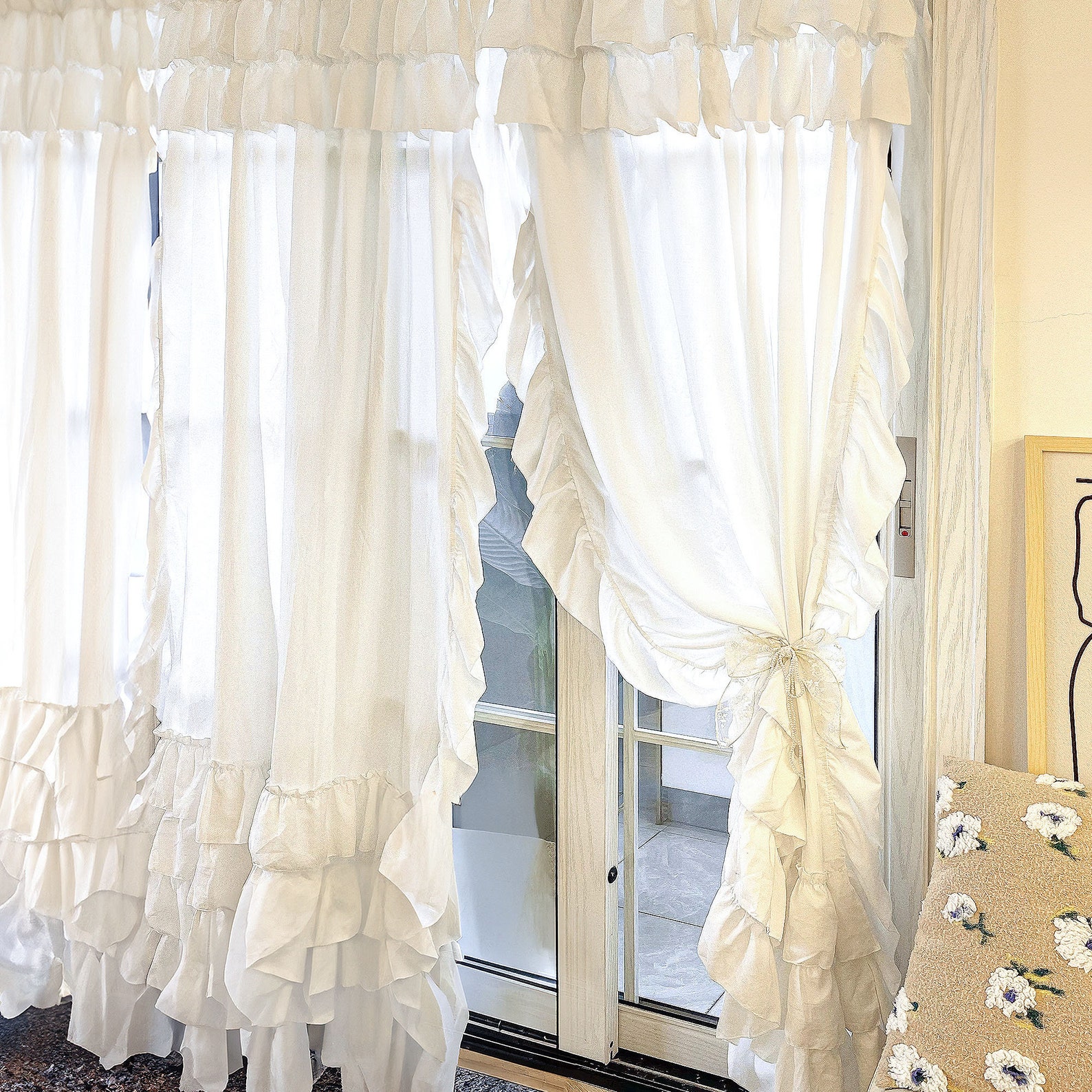 French Style Curtain: Ruffle Detail, Light-filtering Privacy - Etsy