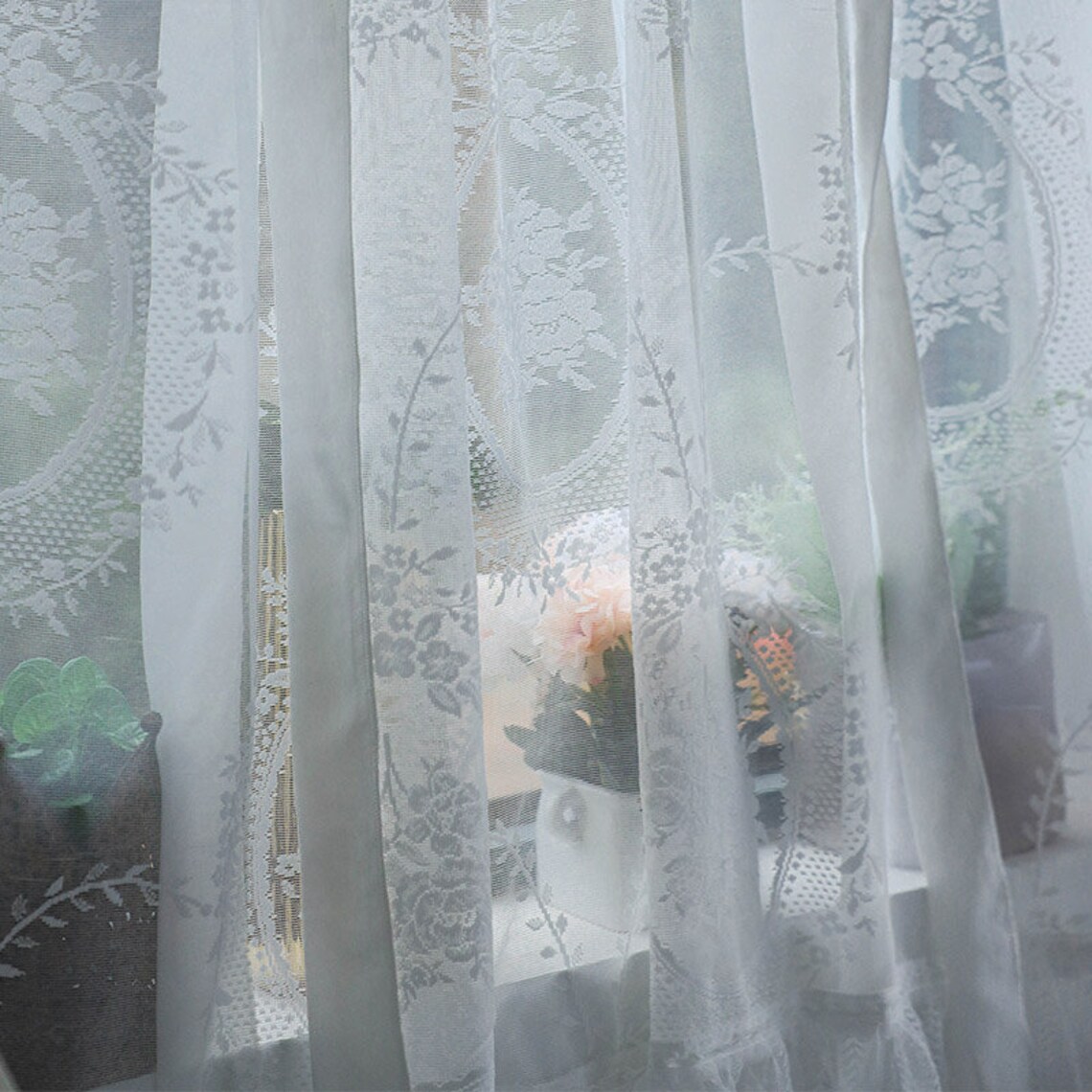 French Style Pull up Balloon Lace Sheer Curtain With Ruffles - Etsy