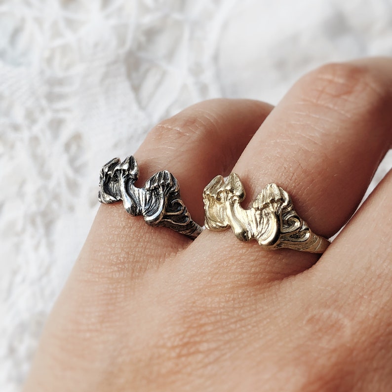 Mushrooms Ring Witch Aesthetic, Botanical Inspired Jewelry, Hand Crafted, Artisan Made image 6