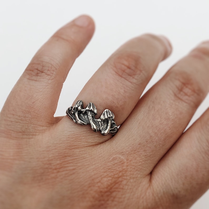 Mushrooms Ring Witch Aesthetic, Botanical Inspired Jewelry, Hand Crafted, Artisan Made image 3