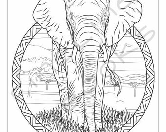 Elephant colouring | Etsy Österreich