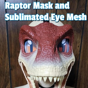 Sublimated Follow-me Raptor and Dinosaur Eye Mesh for Fursuits with dino mask/ No Eyeblanks Needed