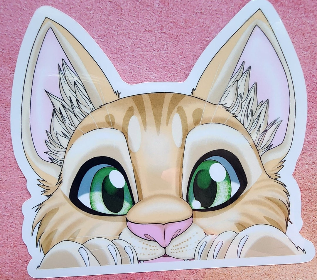 Cute Orange Cat Peeking Vinyl Sticker - Etsy