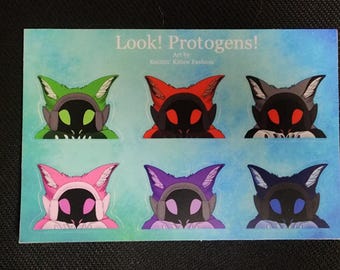 LOOK! PROTOGENS! Sticker Sheet (PIXEL the protogen and friends series)