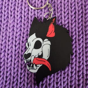 3-Zoll-Skull Hund Canine Schlüsselanhänger / pelzigen Schlüsselanhänger / Fursona Schlüsselanhänger / Fursuit Collar Dog Tag (3D gedruckt)